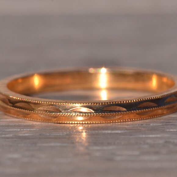 Antique New Old Stock Wedding Band in Yellow Gold
